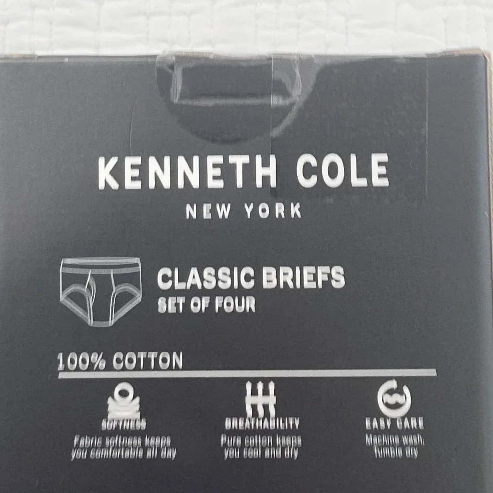 Kenneth Cole 4 Pack Briefs Men's X-Large NIB Black 100% Cotton Tag Free Soft NEW